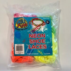 12 Pair Shoelaces Neon Pink Green Yellow Orange 3 Pair Each Color 38” Long